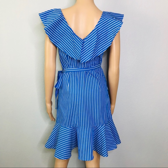Valencia blue striped ruffle wrap dress - Picture 6 of 7